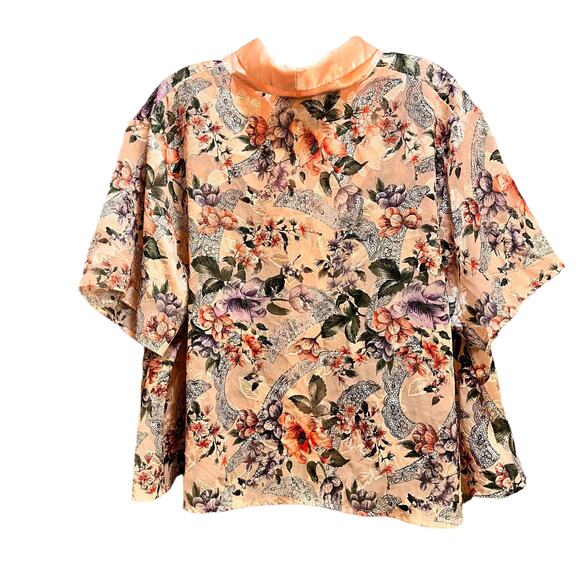 Vintage Victoria Secret Gold Label  Floral Pink Pajama Sleep Top - Picture 2 of 12